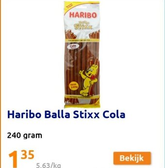 Action Haribo Balla Stixx Cola 240gram aanbieding