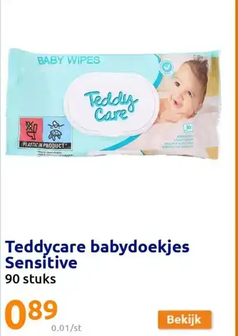 Action Teddycare Babydoekjes Sensitive 90 Stuks aanbieding