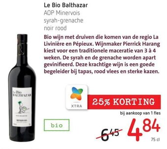 Spar Colruyt Le Bio Balthazar AOP Minervois syrah-grenache noir rood aanbieding