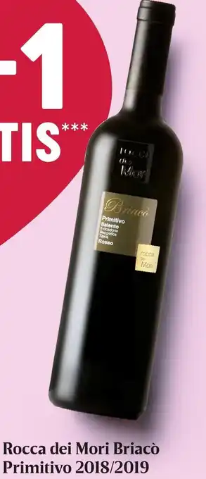 Delhaize Rocca Dei Mori Briaco Primitivo 2018/2019 Rode Wijn uit Italie 75cl aanbieding