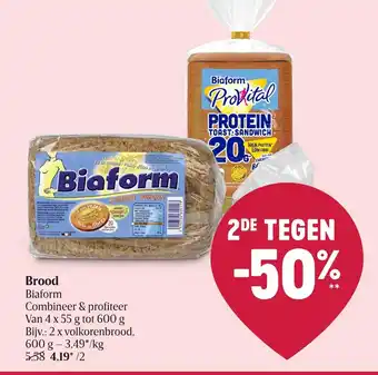 Delhaize Biaform Brood van 4 x 55g tot 600g aanbieding