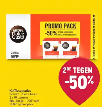 Delhaize Nescafe - Dolce Gusto Koffiecapsules 2 x 30 Capsules aanbieding