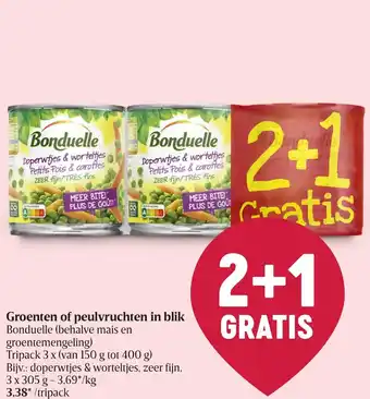 Delhaize Bonduelle Groenten of Peulvruchten in Blik aanbieding