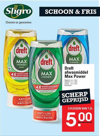 Sligro Dreft afwasmiddel max power aanbieding