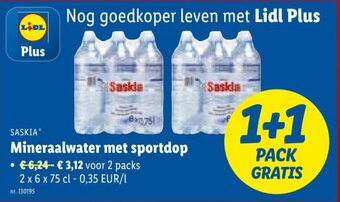 Lidl Saskia mineraalwater met sportdop aanbieding