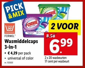 Lidl Formil wasmiddelcaps 3-in-1 aanbieding