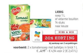 Spar Colruyt Liebig soep of vetarme bouillon aanbieding