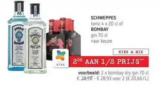 Schweppes tonic of bombay gin