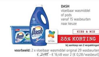 Dash vloeibaar wasmiddel of pods