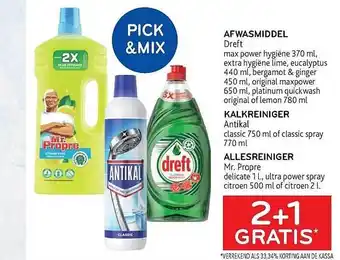 Alvo Afwasmiddel dreft, kalkreiniger antikal, allesreiniger mr propre aanbieding