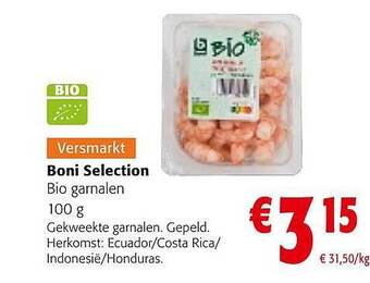 Colruyt Boni selection bio garnalen aanbieding