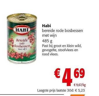 Colruyt Habi bereide rode bosbessen met wijn aanbieding