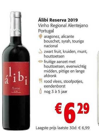 Colruyt Alibi reserva vinho regional alentejano aanbieding