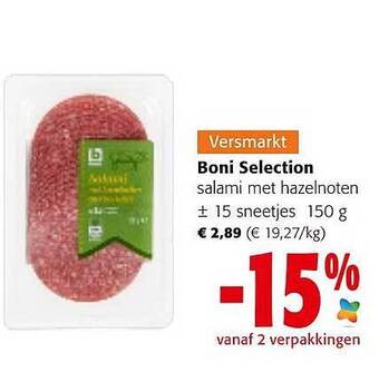 Colruyt Boni selection salami met hazelnoten aanbieding