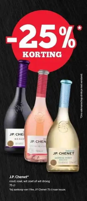 Spar Jp chenet rood, rosé, wit zoet of wit droog aanbieding
