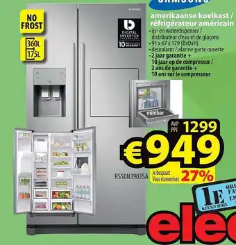 ElectroStock Amerikaanse koelkast aanbieding