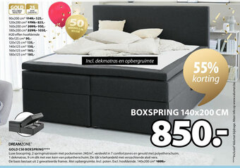 Jysk Dreamzone Gold C50 Boxspring**** 140x200 cm aanbieding