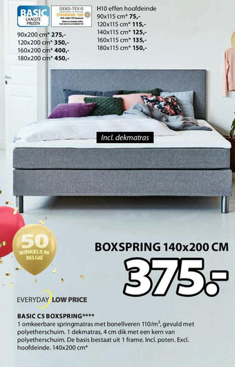 Jysk Basic C5 Boxspring**** 140x200 cm aanbieding