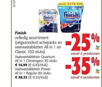Colruyt Finish vaatwastabletten aanbieding