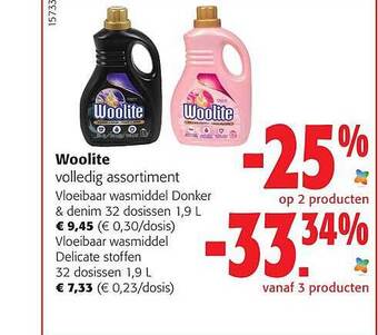 Colruyt Woolite vloeibaar wasmiddel aanbieding