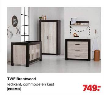 Baby-Dump Twf brentwood ledikant, commode en kast aanbieding
