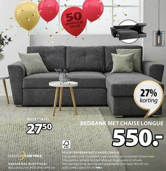 Jysk Bijzettafel, bedbank met chaise longue aanbieding