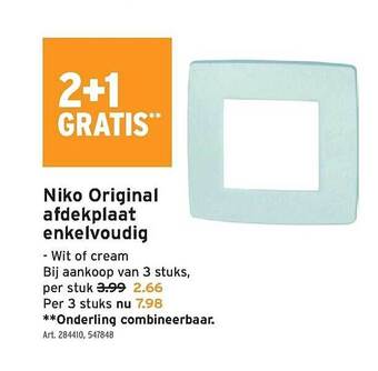 GAMMA Niko original afdekplaat enkelvoudig aanbieding