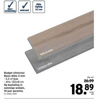 GAMMA Budget clickvinyl basic dikte 4 mm aanbieding