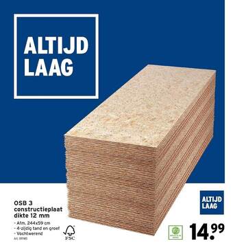 GAMMA Osb 3 constructieplaat dikte 12 mm aanbieding