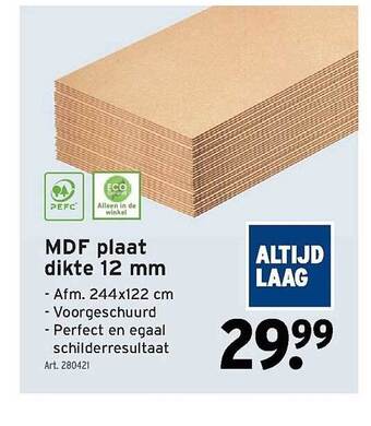 GAMMA Mdf plaat dikte 12 mm aanbieding