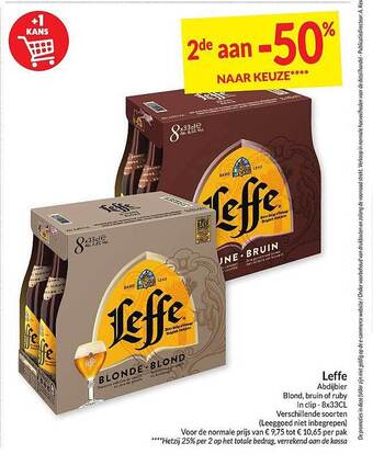 Intermarché Leffe abdijbier blond, bruin of ruby aanbieding