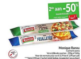 Intermarché Monique ranou culinaire pasta aanbieding