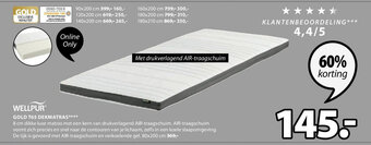 Jysk Wellpur Gold T65 Dekmatras**** 80x200 cm aanbieding