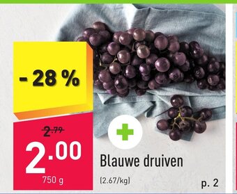 ALDI Blauwe druiven 750 g aanbieding