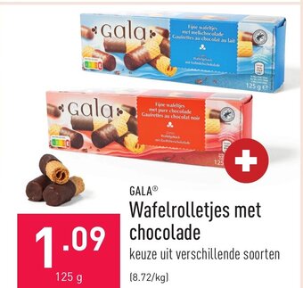 ALDI Gala Wafelrolletjes met chocolade 125 g aanbieding