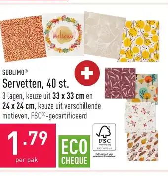 ALDI Sublimo Servetten, 40 st. per pak aanbieding