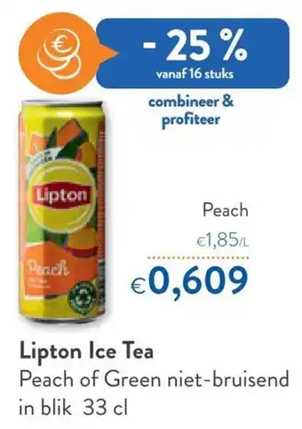 OKay Lipton Ice Tea Peach of Green Niet-Bruisend in Blik 33cl aanbieding
