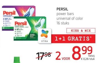 Spar Colruyt Persil power bars universal of color 16 stuks aanbieding