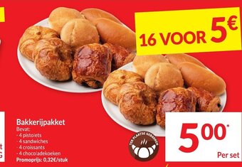 Intermarché Bakkerijpakket; 4 Pistolets, Sandwiches, Croissants , Chocoladekoeken aanbieding