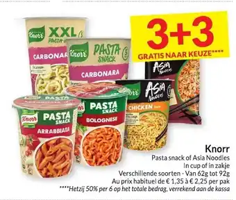 Intermarché Knorr Pasta Snack of Asia Noodles In Cup of in Zakje Verschillende Soorten Van 62g tot 92g aanbieding