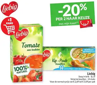 Intermarché Liebig Soep in Brik 1L of Vetarme Bouillon 14 Stuks aanbieding