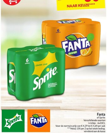 Intermarché Fanta of Sprite Verschillende Soorten In Blikje 6x33cl aanbieding