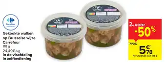 Carrefour Market Gekookte wulken op Brusselse wijze Carrefour 118g in de visafdeling in zelfbediening aanbieding