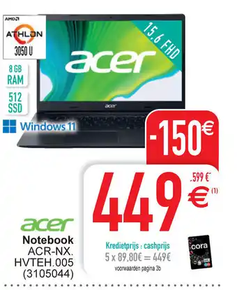 Cora Acer notebook ACR-NX HVTEH 005 (3105044) aanbieding