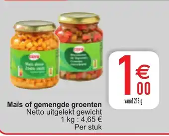 Cora Mais of gemengde groenten aanbieding