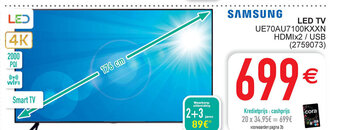 Cora Samsung LED TV UE70AU7100KXXN HDMIX2/USB (2759073) aanbieding