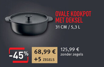 Cora Tefal ovale kookpot met deksel 31CM/ 5.3L aanbieding