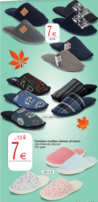 Cora Fantasie muiltjes dames of heren aanbieding