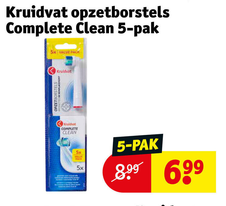 Kruidvat opzetborstels Complete Clean 5pak promotie bij Kruidvat