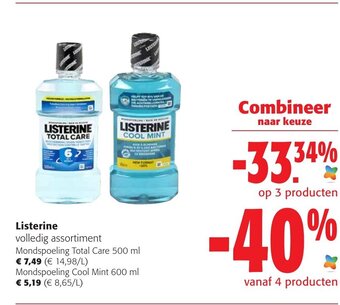 Colruyt Listerine mondspoeling total care 500ML aanbieding